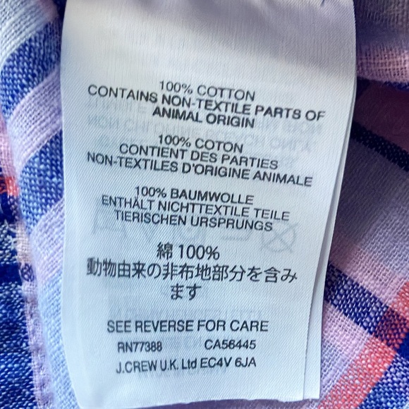 Like New J. Crew Purple Lilac Plaid Gathered Button Up Popover Shirt Top Size 0 - Picture 8 of 8